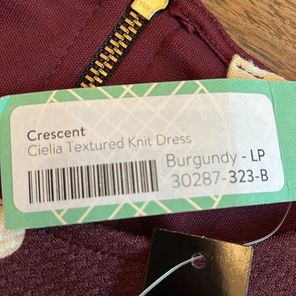 Crescent Cielia Textured Knit Dress Stitch Fix NWT Burgundy Size L - Picture 8 of 13